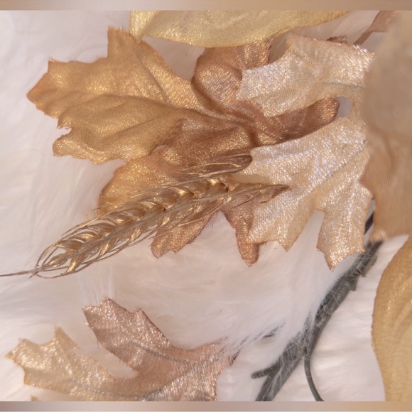 2 Champagne Gold Glitter Pine & Pumpkin Floral Sprays Christmas Tree Decoration - Picture 6 of 8